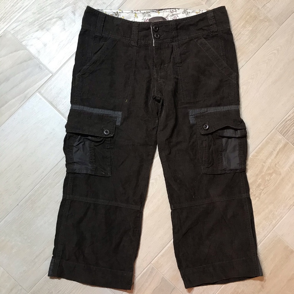 Brown corduroy cargo capris